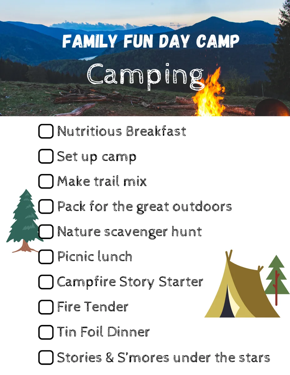 Family Fun Day Camp, Camping theme — cover checklist